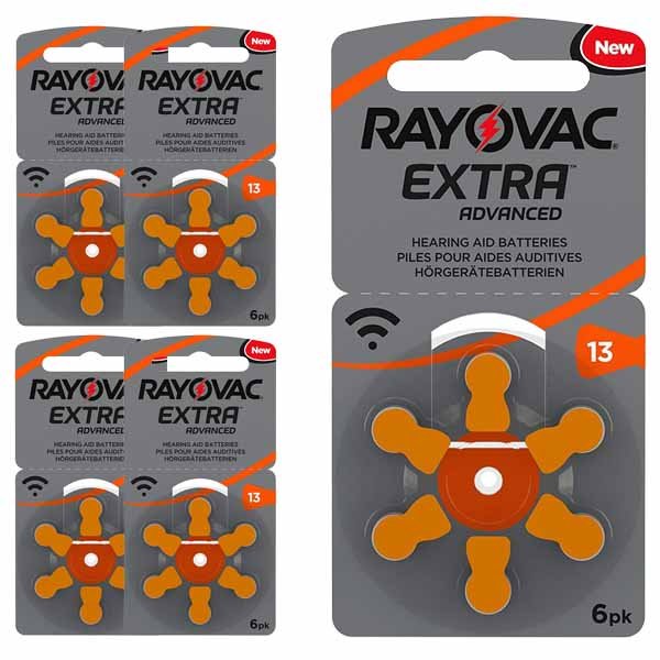 30 Pilas para audífonos Rayovac Extra Advanced 13 naranja