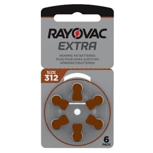 6 Pilas para audífonos Rayovac Extra Advanced 312 marron